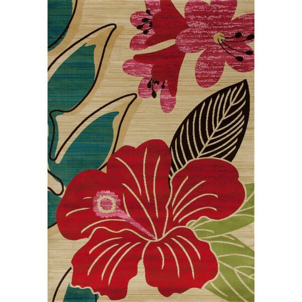 Art Carpet 9 X 12 Ft. Antigua Collection Hibiscus Woven Area Rug, Beige 841864117880